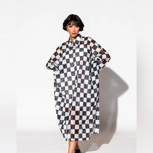 Dressed in Lala Checkered Long Sleeve Lace Dress